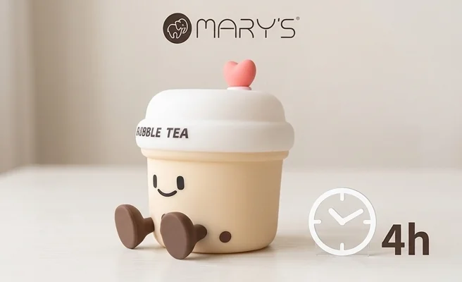 Lampka nocna LED Bubble Tea MW61409 - czas pracy do 4 godzin, beżowa lampka z symbolem zegara