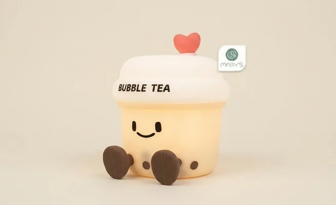 Lampka nocna LED Bubble Tea MW61409 - beżowy kolor, lampka na jasnym tle