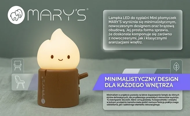 Lampka LED do sypialni MARY'S Mini płomyczek MW61408 z minimalistycznym designem - realistyczna fotografia produktu