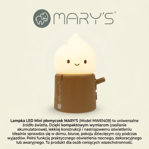 Lampka LED uniwersalna MARY'S Mini płomyczek MW61408 do domu, biura i podróży - realistyczne zdjęcie produktowe