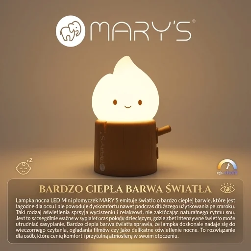 Lampka nocna LED MARY'S Mini płomyczek MW61408 - bardzo ciepła barwa światła, realistyczne zdjęcie produktowe