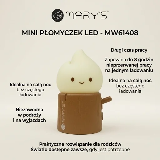 Lampka podróżna LED MARY'S Mini płomyczek MW61408 z długim czasem pracy - realistyczne zdjęcie produktowe