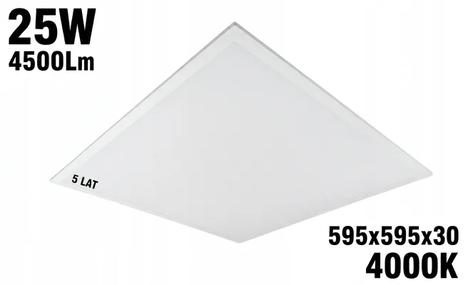 Panel LED 5 lat gwarancji EC61267, zdjęcie produktowe na białym tle