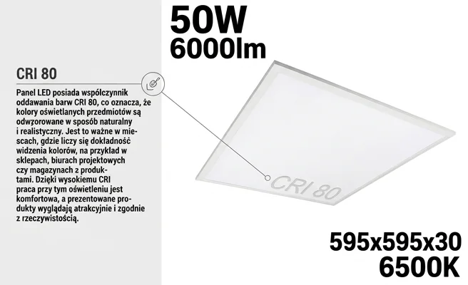 Panel LED EC61266 CRI 80 - zdjęcie produktowe na białym tle