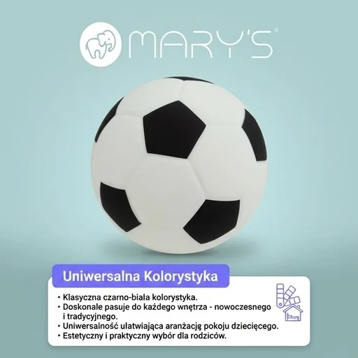 MARY'S LAMPKA NOCNA LED PIŁKA MW61289 - lampka nocna LED w kolorach czarnym i białym, zdjęcie produktowe