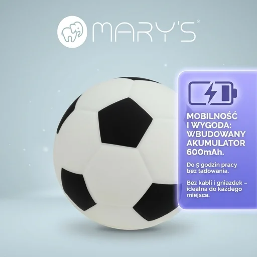 MARY'S LAMPKA NOCNA LED PIŁKA MW61289 - lampka nocna LED z akumulatorem 600mAh, mobilna i bezprzewodowa, zdjęcie produktowe