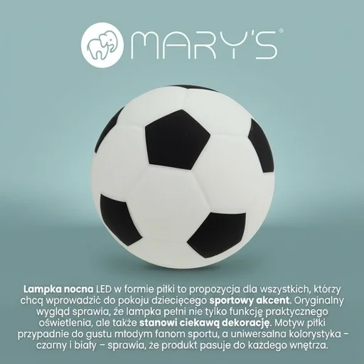 MARY'S LAMPKA NOCNA LED PIŁKA MW61289 - sportowy design, lampka nocna LED w kształcie piłki nożnej, zdjęcie produktowe