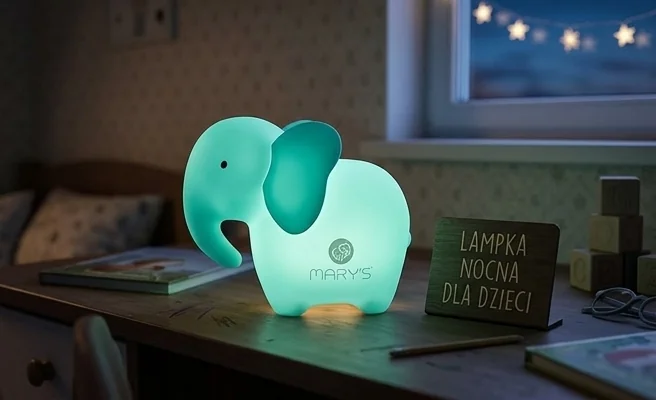 MARY'S LAMPKA NOCNA LED SŁOŃ TURKUSOWY MW61259 - zdjęcie produktu z efektem ciepłej barwy światła