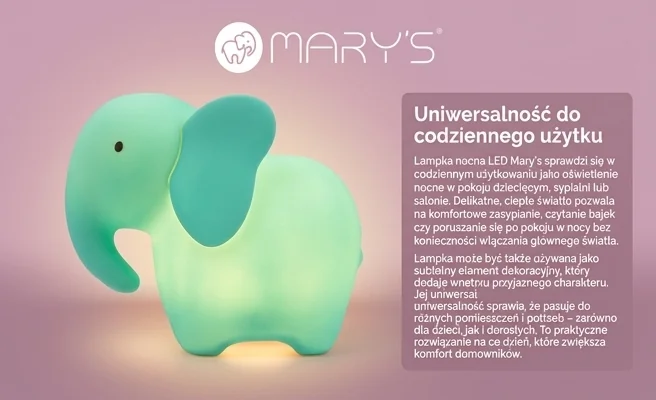 MARY'S LAMPKA NOCNA LED SŁOŃ TURKUSOWY MW61259 - zdjęcie produktu do codziennego użytku