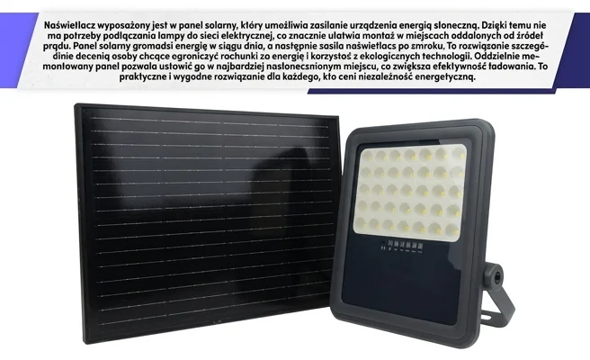 Panel solarny z naświetlaczem LED ECO LIGHT EC61019 – realistyczne zdjęcie zestawu na białym tle