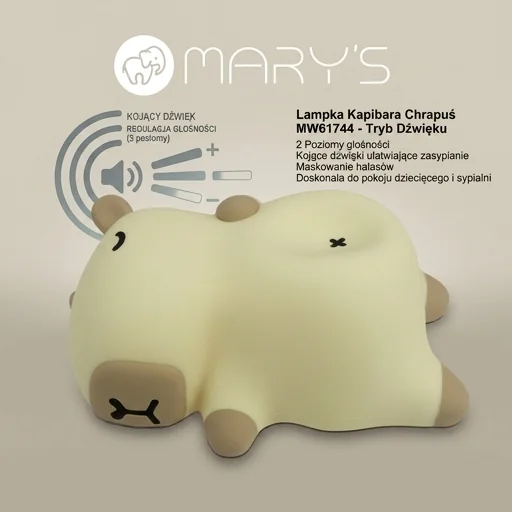 Lampka Kapibara Chrapuś MW61744 z funkcją kojącego dźwięku i regulacją głośności, realistyczne zdjęcie produktu