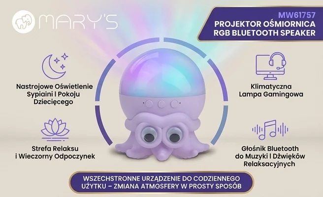 Wielofunkcyjny projektor MARY'S MW61757 – realistyczna fotografia produktowa, uniwersalne zastosowanie