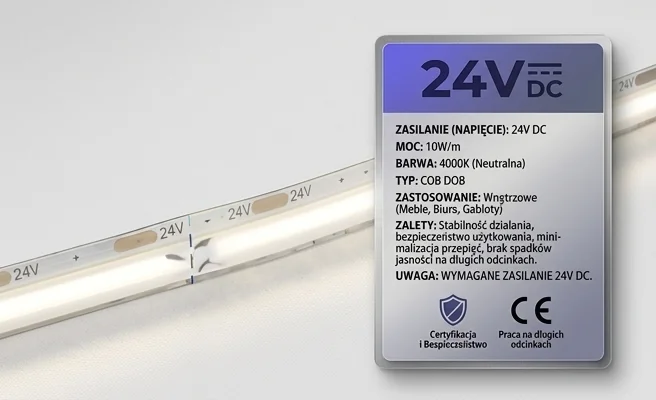 Bezpieczne zasilanie 24V DC, taśma LED 87037-1M, zdjęcie produktowe