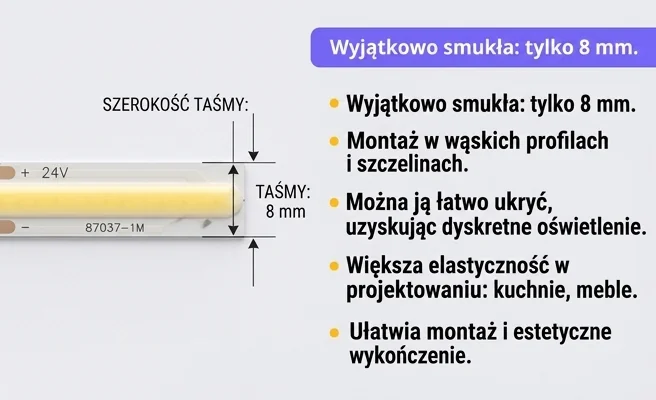 Wąska szerokość 8 mm, taśma LED 87037-1M, zdjęcie produktowe