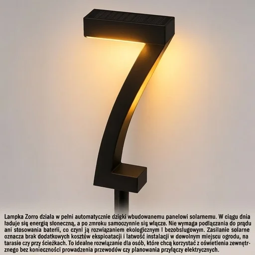 Lampka solarna Zorro 3000K IP44 EKO2521 – zasilanie solarne, automatyczne działanie, realistyczne zdjęcie produktowe