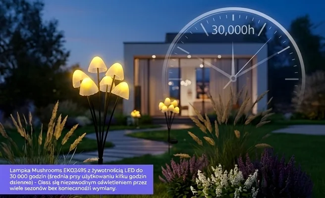 Lampka Mushrooms EKO2495 Eko-Light długa żywotność LED - realistyczna fotografia z symbolem trwałości