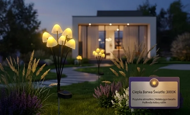 Lampka Mushrooms EKO2495 Eko-Light LED ciepła barwa światła 3000K - realistyczna fotografia ogrodowa