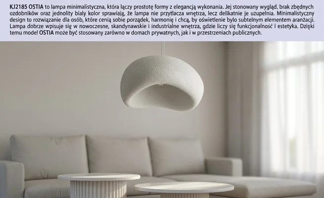 Lampa wisząca KJ2185 OSTIA Domeno, minimalistyczny design, prostota i elegancja, kod produktu 1690-uniw