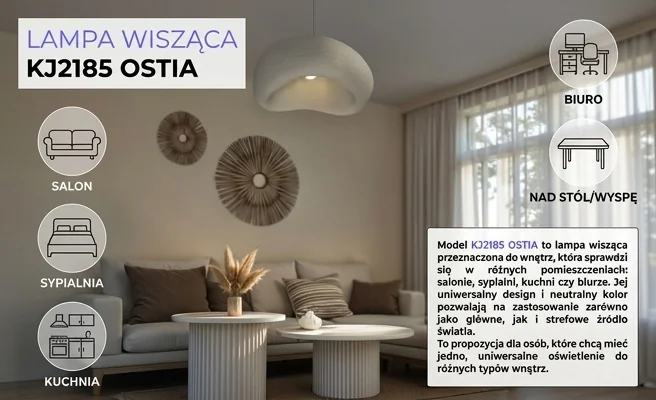 Lampa wisząca KJ2185 OSTIA Domeno, do wnętrz, salon, kod produktu 1690-uniw