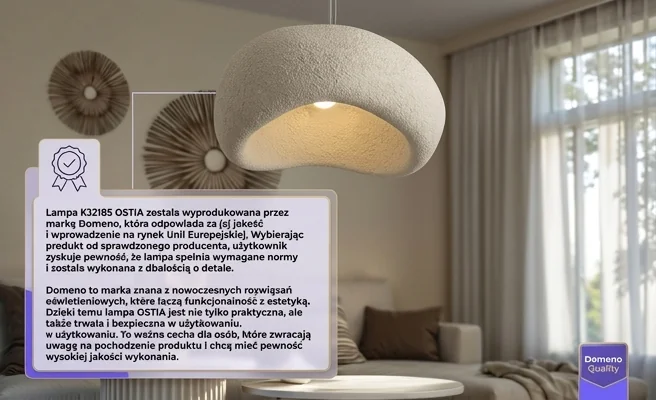 Lampa wisząca KJ2185 OSTIA Domeno, jakość polskiego producenta, kod produktu 1690-uniw