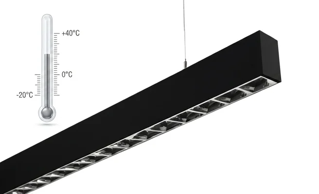 Oprawa liniowa LED KOLINE K2 20-30-40W 3CCT UGR<19 czarna Kobi Pro 004781 – wizualizacja szerokiego zakresu temperatury pracy