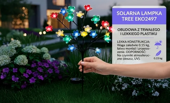 Lampka ogrodowa Tree EKO2497, lekka plastikowa konstrukcja, łatwa do przenoszenia