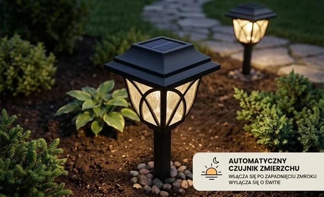 Lampka solarna z czujnikiem zmierzchu EKO2500 Eko-Light, świecąca po zmroku w ogrodzie
