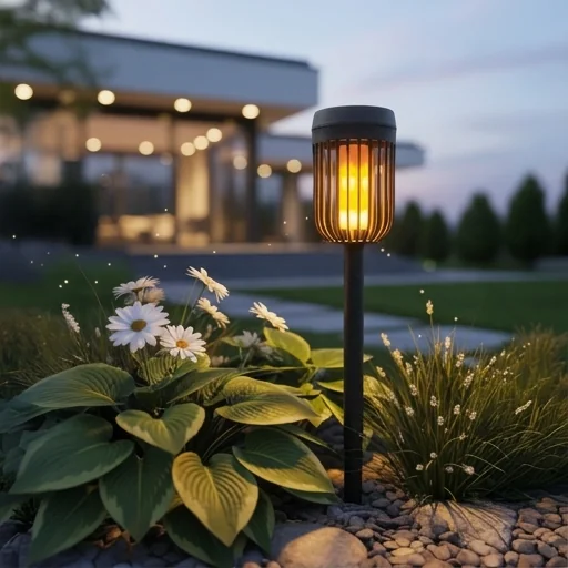 Lampka ogrodowa solarna Eko-Light Flame 1800K IP44 EKO2501 z czarną obudową z plastiku