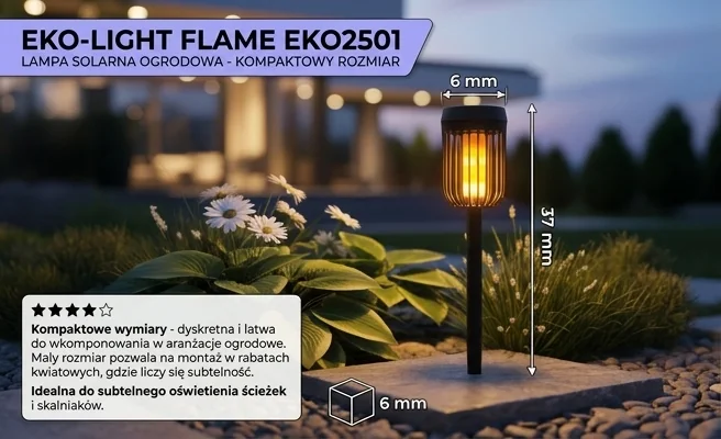 Kompaktowa lampka solarna LED Eko-Light Flame 1800K IP44 EKO2501 wkomponowana w ogród