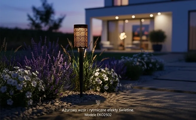 Lampka solarna Eko-Light EKO2502 z ażurowym wzorem, dekoracyjne wzory świetlne, zdjęcie katalogowe