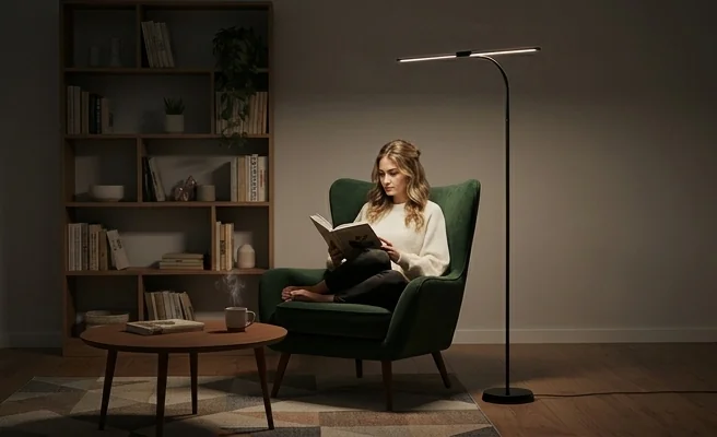 Lampa podłogowa TEILO 2 14W 3CCT czarna LED2B 004834 z dwoma niezależnymi źródłami światła - zdjęcie cechy produktu