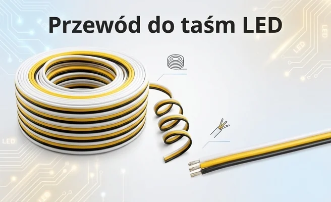 Zbliżenie na przekrój przewodu LED CCT 3 x 0,3 mm, kabel-3x030-CCTLED
