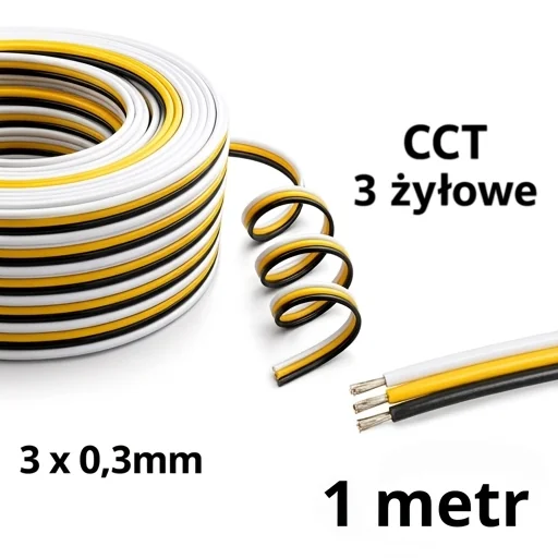 Uniwersalny przewód LED CCT 3 x 0,3 mm do oświetlenia wnętrz, kabel-3x030-CCTLED