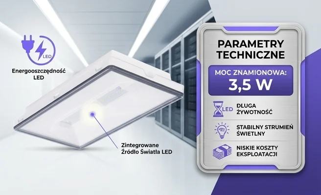 Oprawa awaryjna INLEWA 93675 3,5 W – zdjęcie produktowe z oznaczeniem mocy