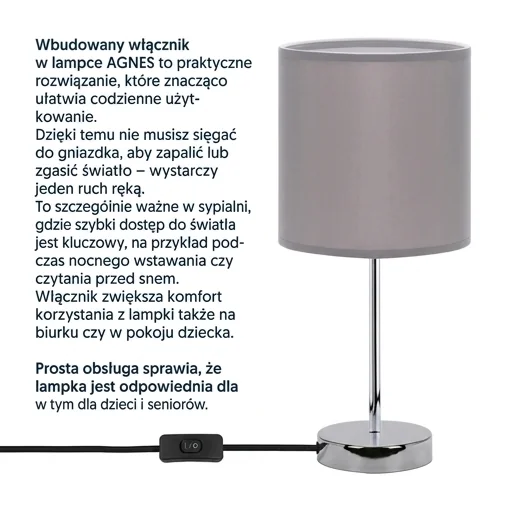 Lampka nocna AGNES E14 03147 – zdjęcie produktowe, widok ogólny