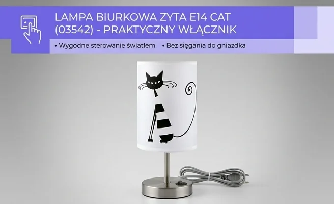 Lampka stołowa ZYTA E14 CAT 03542 na biurko, fotografia produktowa na białym tle