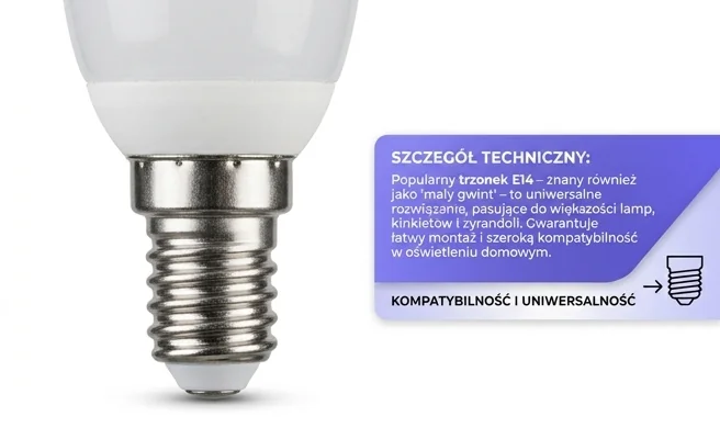 Gwint E14 żarówki LED Eco Light EC79449, detal na białym tle