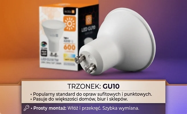 Trzonek GU10 żarówki LED 001226 KOBI – detal na białym tle