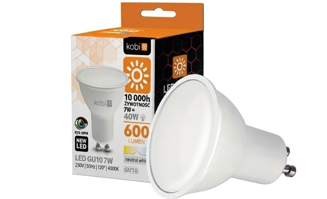 Żarówka LED GU10 KOBI 001228 – żywotność do 10 000 godzin, zdjęcie produktowe