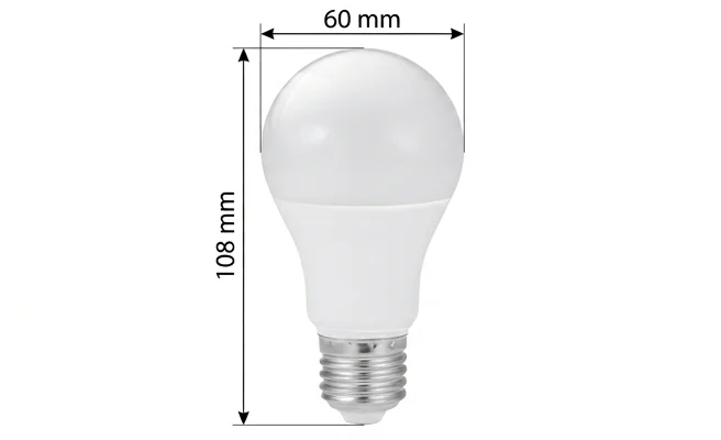 Żarówka LED Eco Light EC79165 o klasycznym kształcie A60, mleczny klosz, gwint E27, wymiary 60 mm x 108 mm, zdjęcie produktowe na białym tle