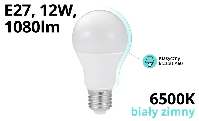 Żarówka LED EC79388 klasyczny kształt A60 – zdjęcie produktowe z boku