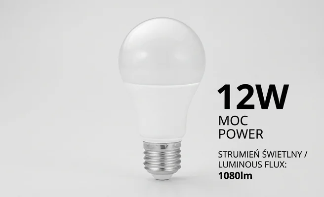 Żarówka LED EC79388 o mocy 12W – realistyczne zdjęcie produktowe na białym tle