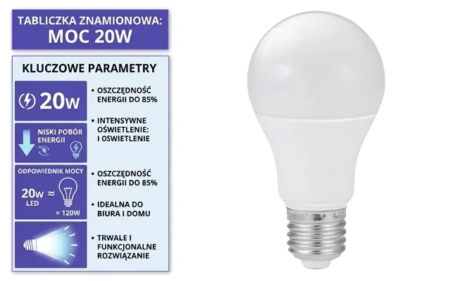 Żarówka LED 20W EC79845 na białym tle