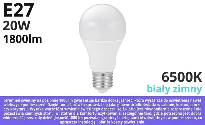 Żarówka LED EC79845 1800 lm na białym tle