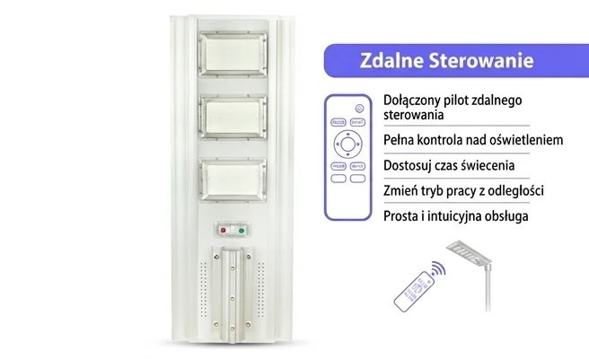 Oprawa uliczna LED V-TAC VT-30301 SKU 6758 z możliwością sterowania pilotem, widok z przodu