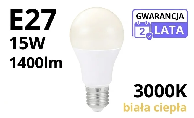 Żarówka LED E27 GS 15W 1400lm - 3000K KOBI 001182 gwarancja 2 lata