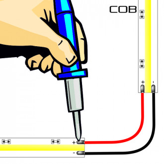 Usługa dolutowania przewodu długości +/- 10cm pomiędzy dwoma odcinkami taśmy COB