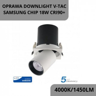 Oprawa Downlight V-TAC SAMSUNG CHIP 18W CRI90+ 1450lm 24st 4000K 5 Lat Gwarancji VT-419