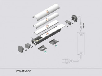 Profil aluminiowy LED UNI12 biały TOPMET - 1m
