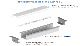 Profil podtynkowy LED P14-2 srebrny - 2m